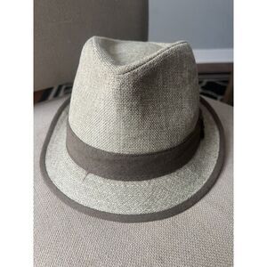 Stetson 150th Anniversary Beige Linen Hat Fedora Size Large Trilby Style EUC!!!!